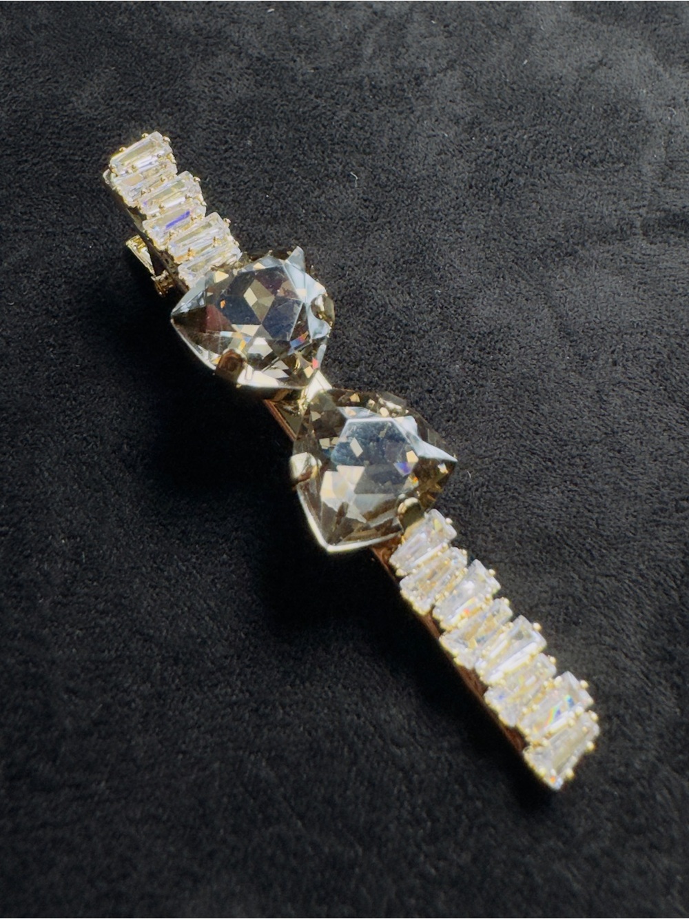 Sparkling Gold-Tone Heart Crystal Bracelet - Clear Crystals